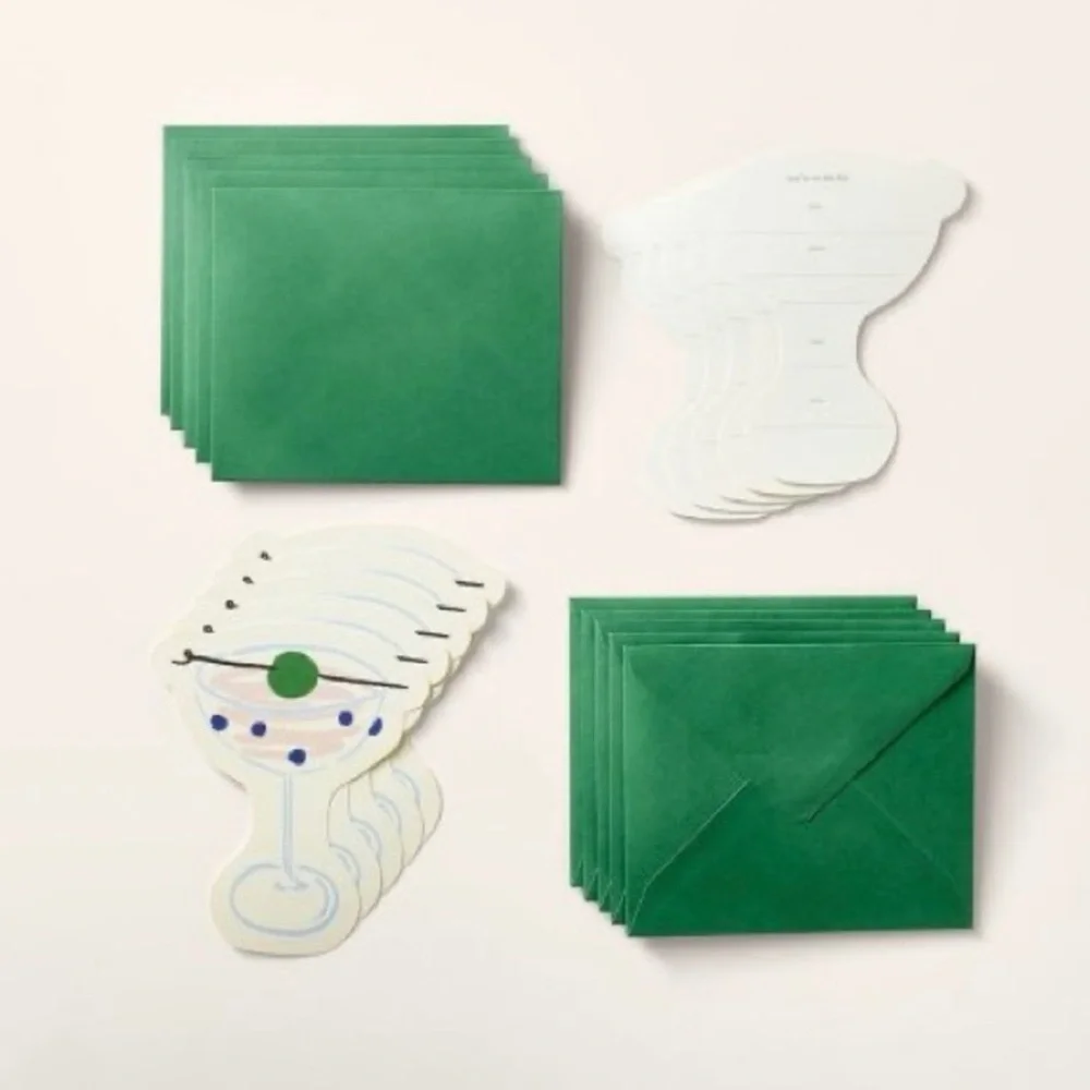 NWT! Kate Spade x Target 10 Cocktail Shaped Party Invitations with Envelopes
